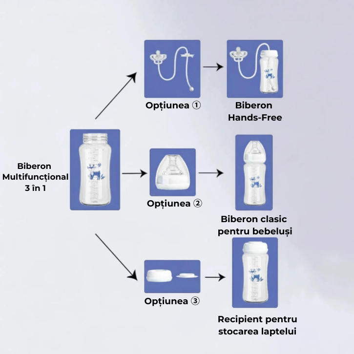 Biberon Multifuncțional Anti-Colici 0–12 Luni